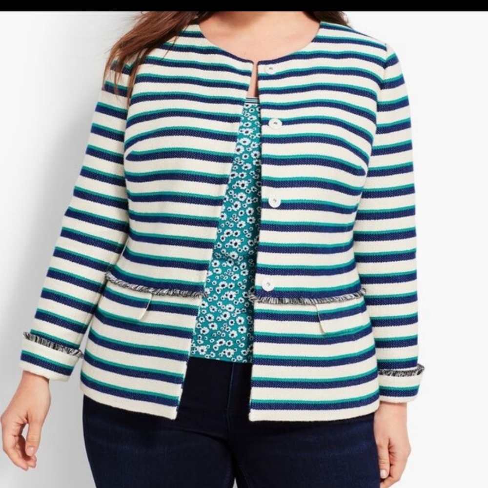 NWT Talbot's Stripe Fringe Plus Size Jacket